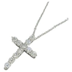 TIFFANY & Co. Platinum .42ct Diamond Cross Pendant Necklace 