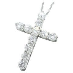 TIFFANY & Co. Collana con ciondolo a croce in platino con diamante da 0,42 carati