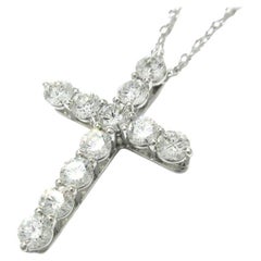 TIFFANY 
Co. Platinum .42ct Diamond Cross Pendant Necklace
