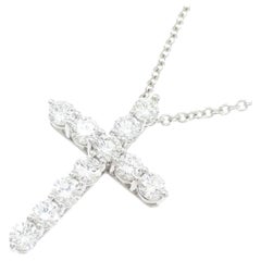TIFFANY & Co. Platinum .42ct Diamond Cross Pendant Necklace