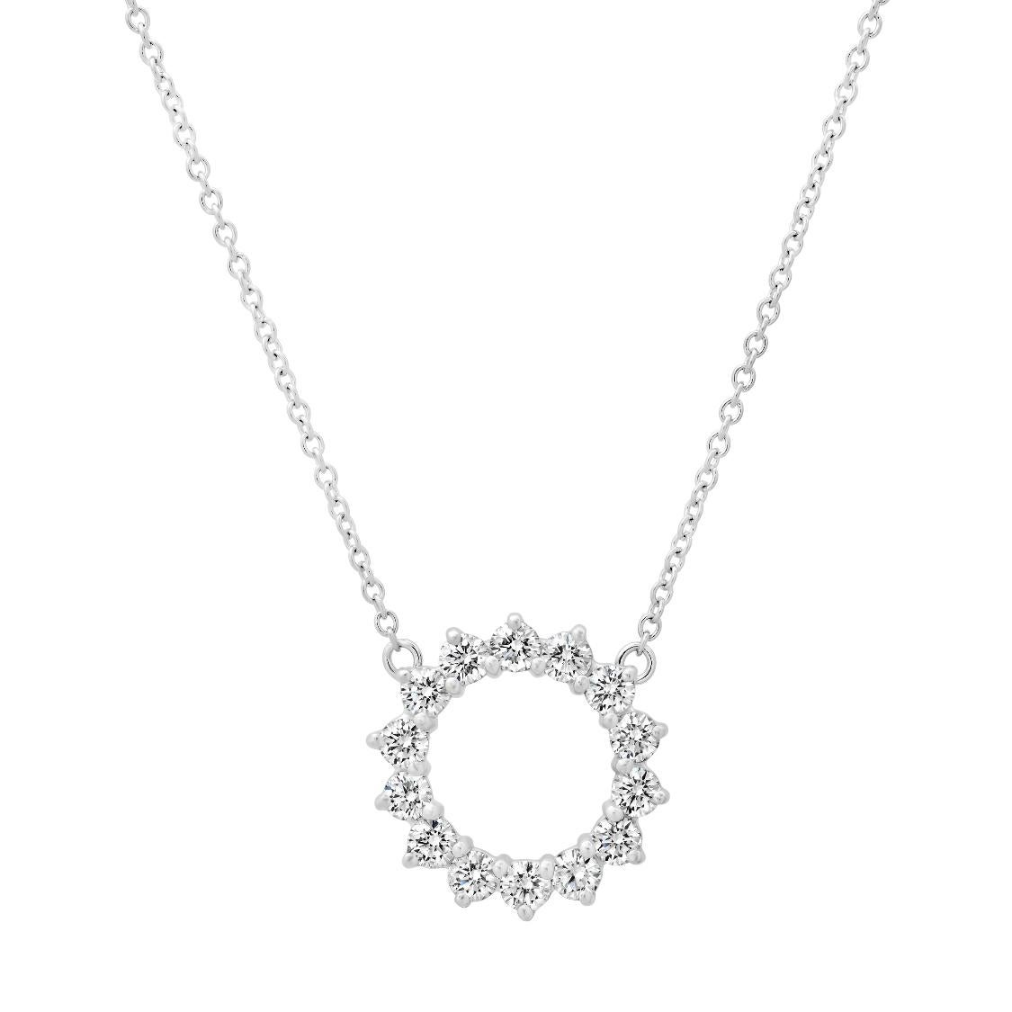 Round Cut TIFFANY & Co. Platinum .47ct Diamond Open Circle Pendant Necklace For Sale