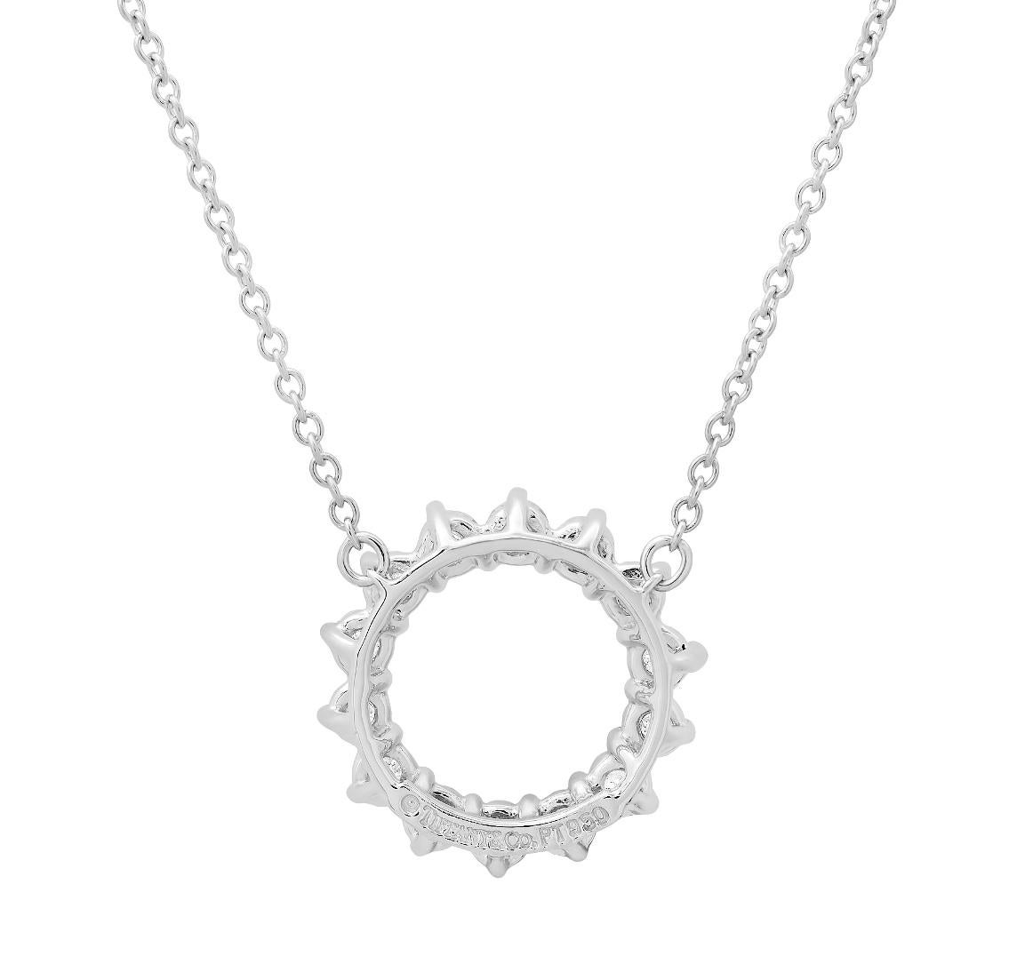 TIFFANY & Co. Platinum .47ct Diamond Open Circle Pendant Necklace In Excellent Condition For Sale In Los Angeles, CA