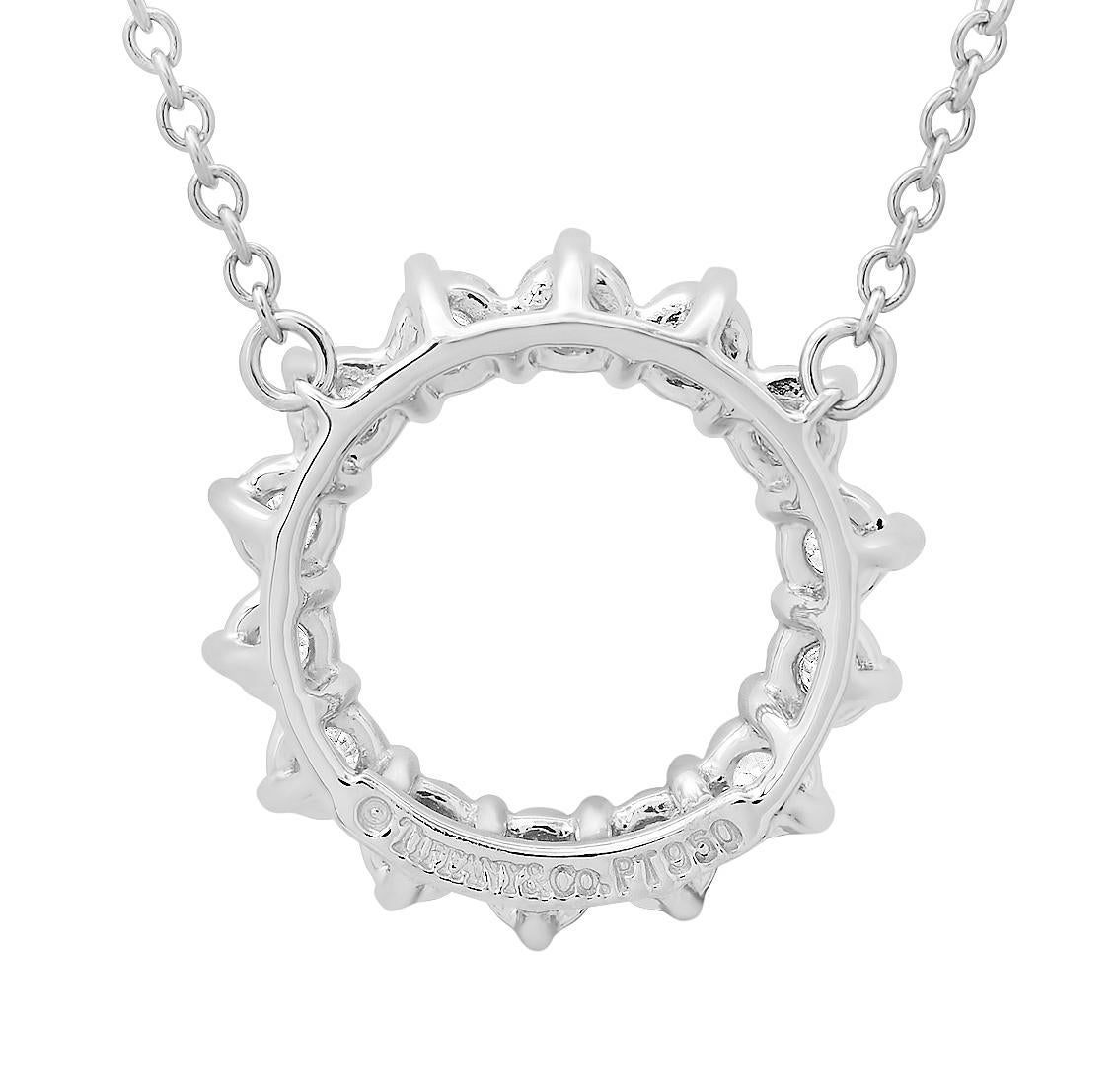 TIFFANY & Co. Platinum .47ct Diamond Open Circle Pendant Necklace For Sale 1