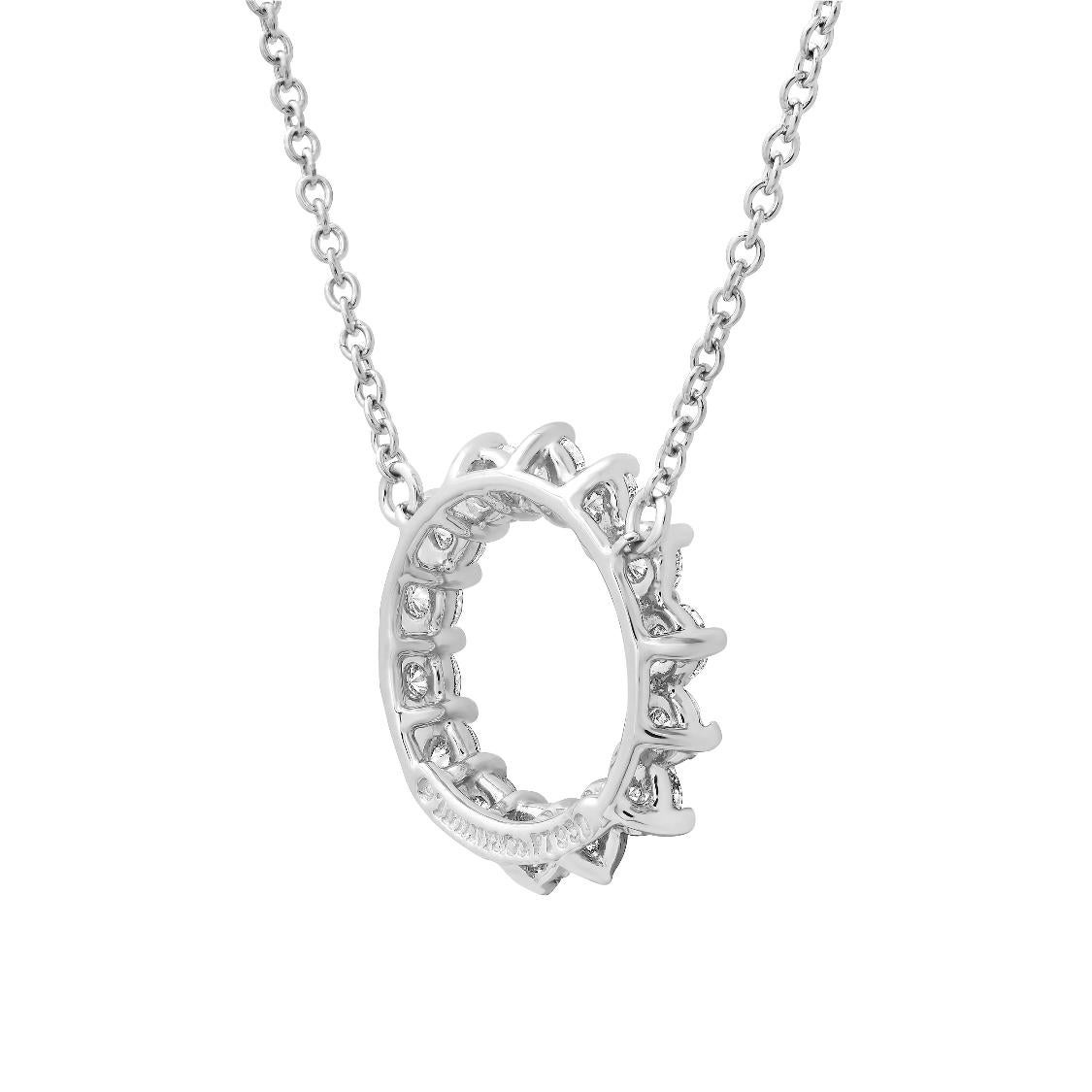 TIFFANY & Co. Platinum .47ct Diamond Open Circle Pendant Necklace For Sale 2