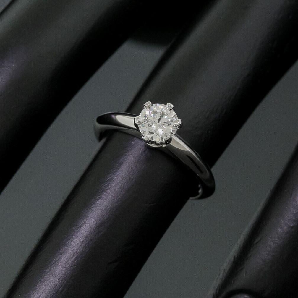 TIFFANY & Co. Platinum .48ct Diamond Engagement Ring 6 In Excellent Condition For Sale In Los Angeles, CA