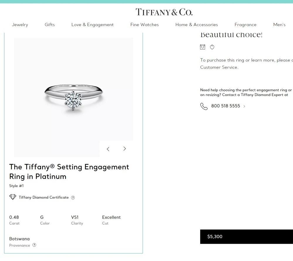 TIFFANY & Co. Platinum .48ct Diamond Engagement Ring 6 For Sale 4