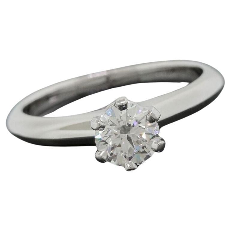 TIFFANY & Co. Platinum .48ct Diamond Engagement Ring 6 For Sale