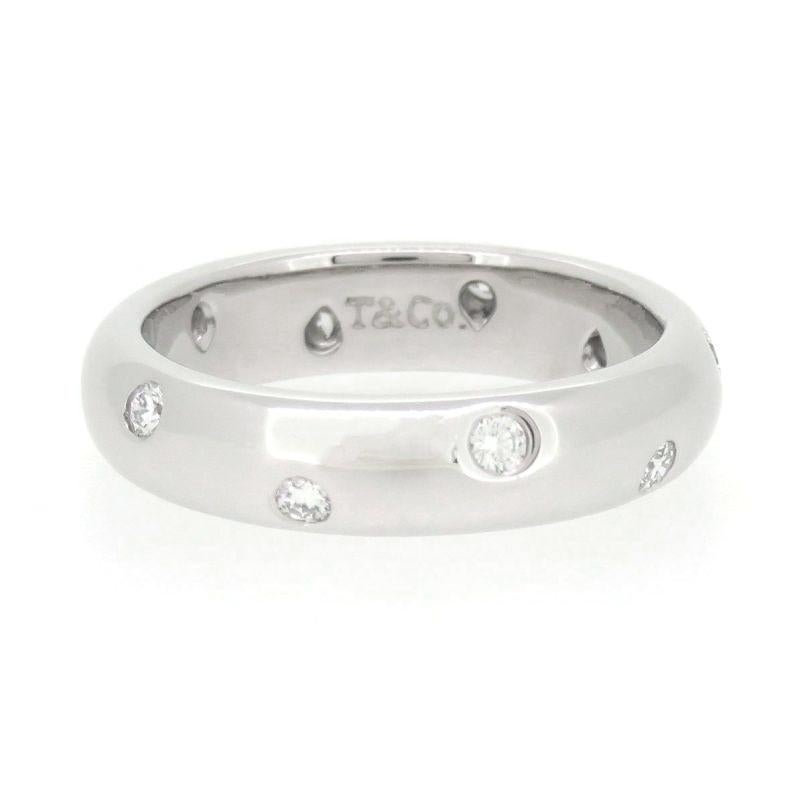 Taille ronde TIFFANY & Co. Bague à anneau en platine avec diamants Etoile de 4 mm 5 en vente