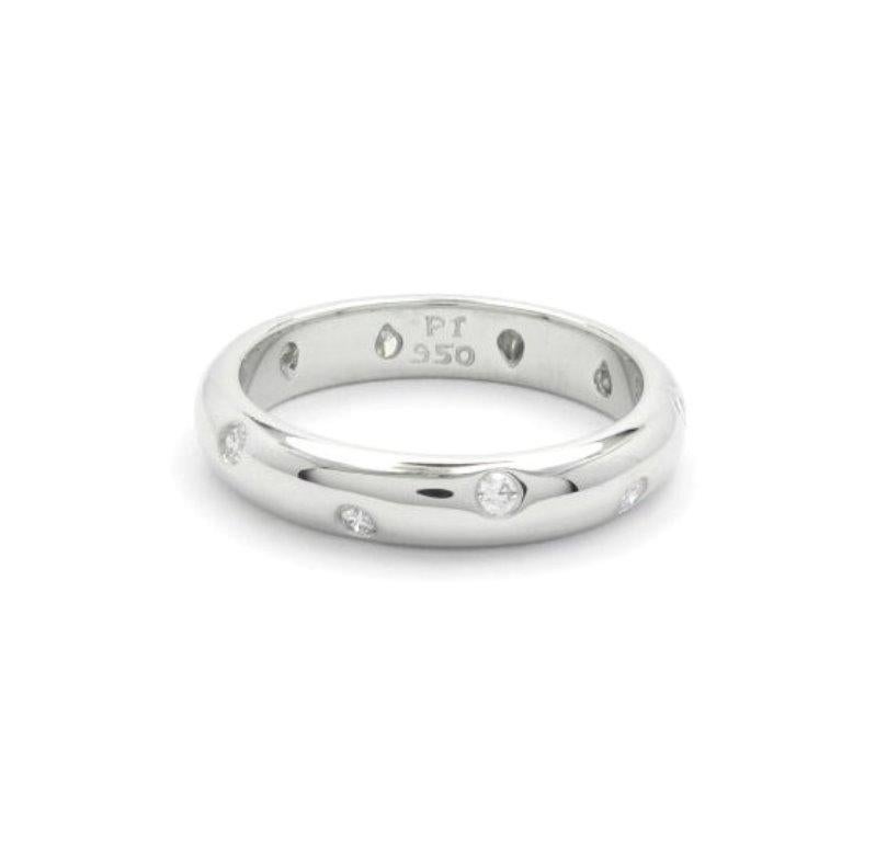 Round Cut TIFFANY & Co. Platinum 4mm Etoile Diamond Band Ring 6 For Sale