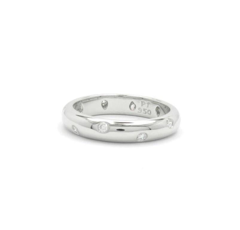 TIFFANY & Co. Platinum 4mm Etoile Diamond Band Ring 6 In Excellent Condition For Sale In Los Angeles, CA