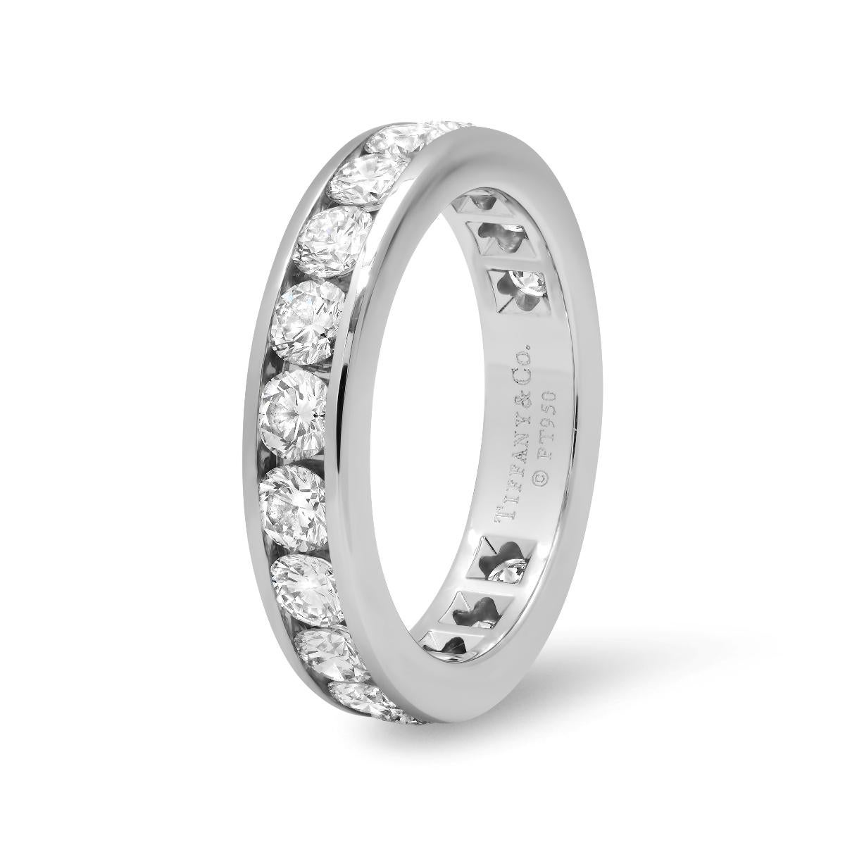 De las mujeres TIFFANY & Co. Anillo de platino con diamantes en círculo completo de 4 mm 5,5 Nuevo