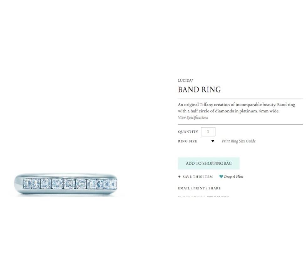 TIFFANY & Co. Anello in platino con diamanti lucidi a mezzo cerchio da 4 mm 5 in vendita 1