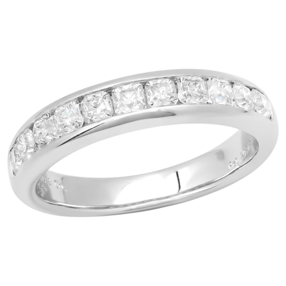 TIFFANY 
Co. Platinum 4mm Half Circle Lucida Diamond Band Ring 5