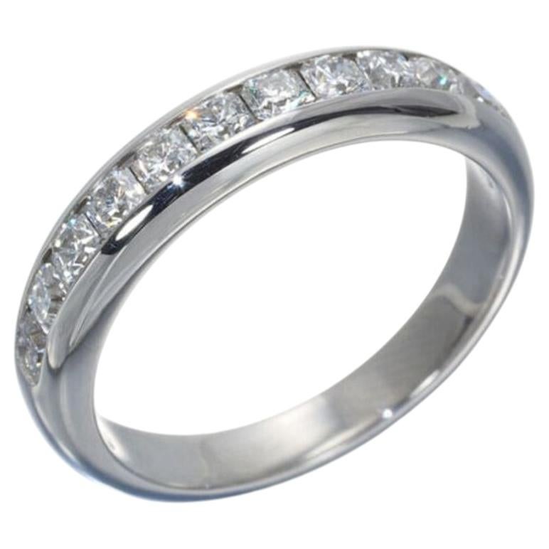 TIFFANY & Co. Platinum 4mm Half Circle Lucida Diamond Band Ring 6.5