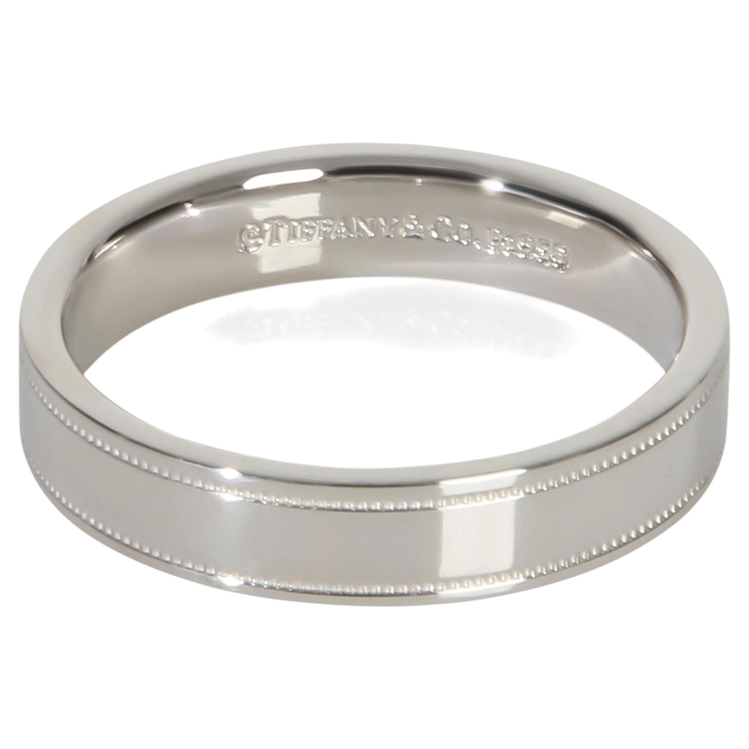 Tiffany & Co. Platinum  4mm Milgrain Band For Sale