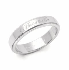 TIFFANY & Co. Platinum 4mm Milgrain Notes Wedding Band Ring 8.5
