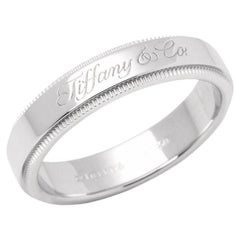 TIFFANY 
Co. Platinum 4mm Milgrain Notes Wedding Band Ring 8.5