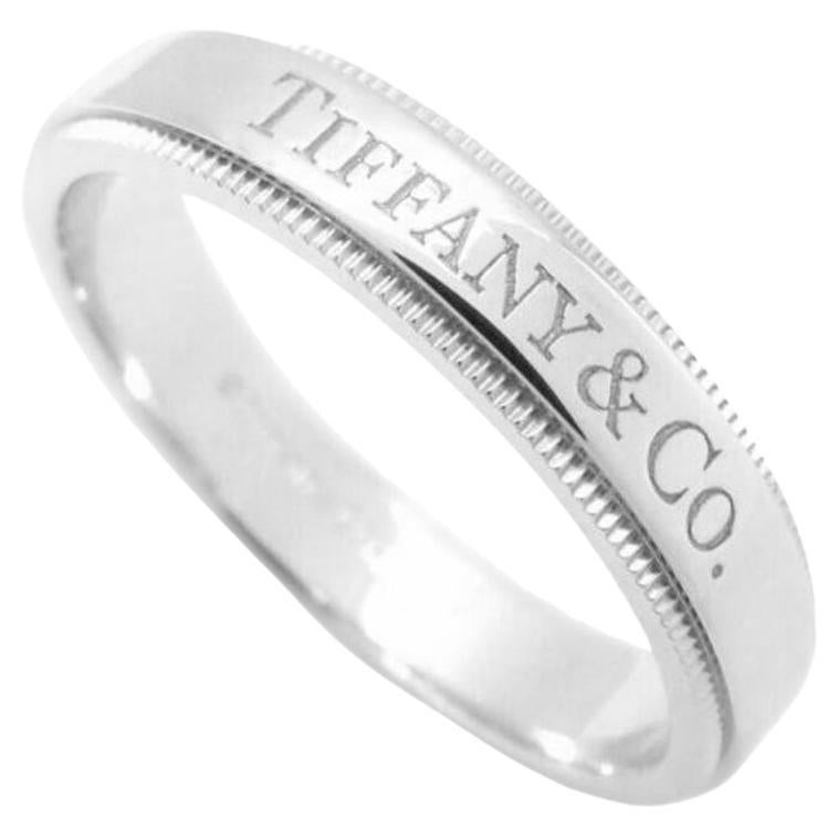TIFFANY
Co. Platinum 4mm Milgrain Wedding Band Ring 4