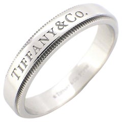 Tiffany & Co. Platinum Milgrain Wedding Band Ring 9