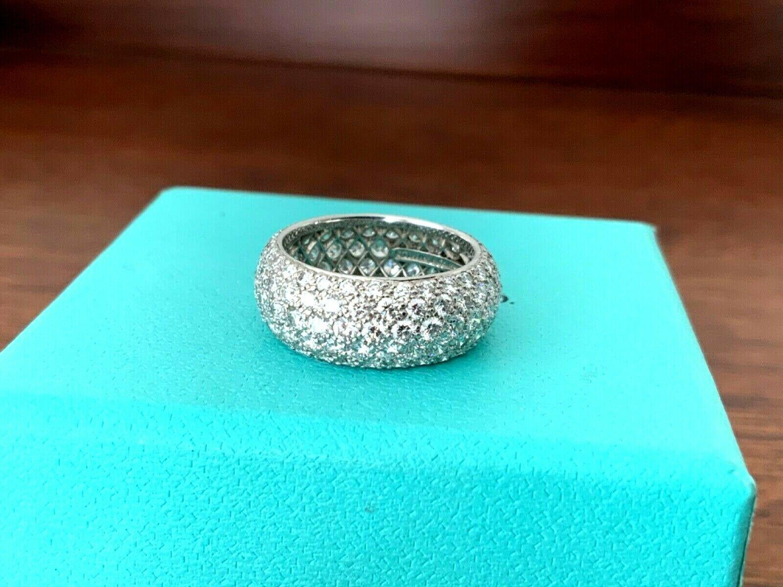 Tiffany & Co. Platinum 5-Row Diamond Etoile Wedding Band Ring with Papers In Excellent Condition For Sale In Middletown, DE