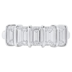 Tiffany & Co. Platinum 5-Stone Emerald Cut Diamond Ring Band
