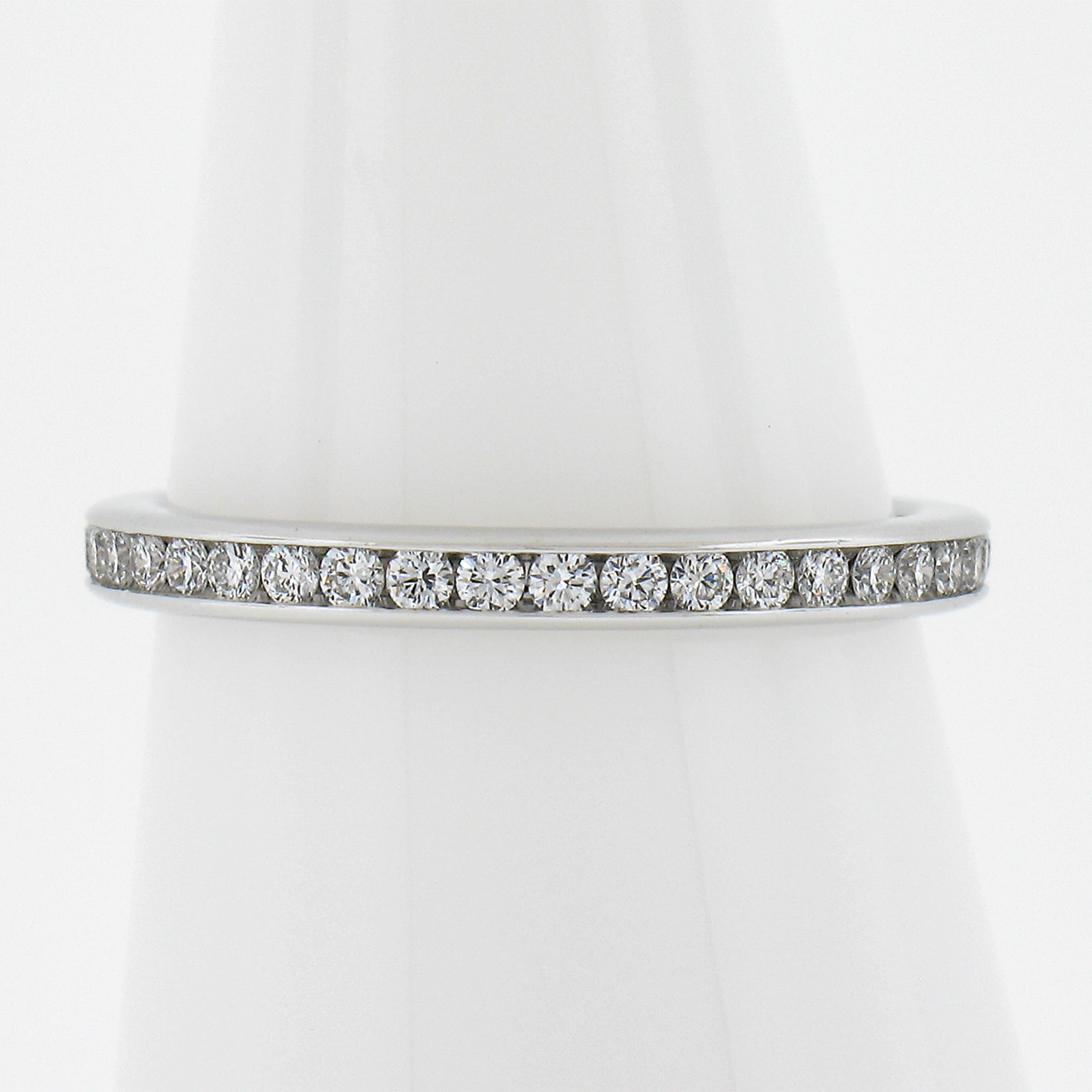 Round Cut Tiffany & Co. Platinum .50ct Channel Diamond Eternity Stack Wedding Band Ring For Sale