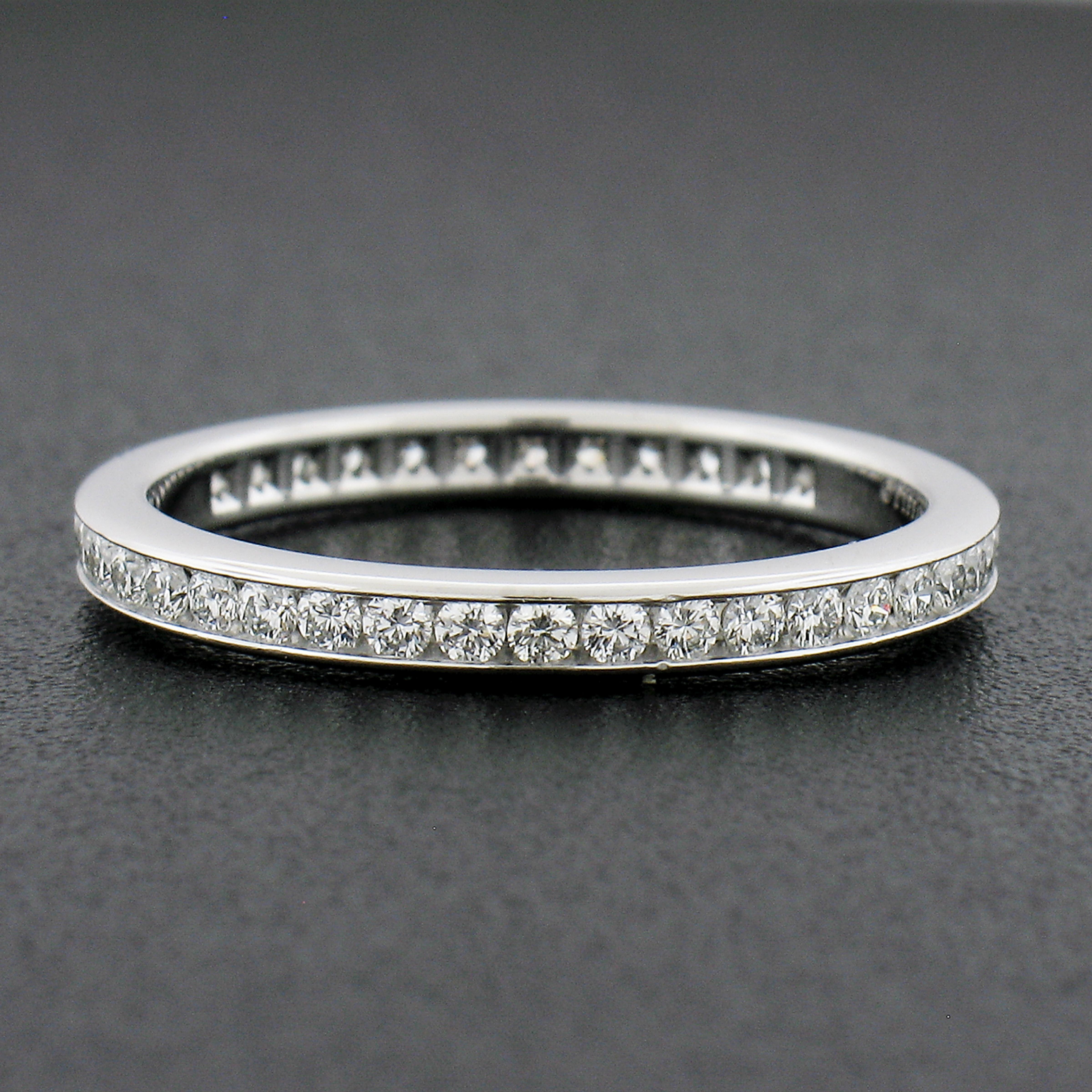 Tiffany & Co. Platinum .50ct Channel Diamond Eternity Stack Wedding Band Ring In Excellent Condition For Sale In Montclair, NJ