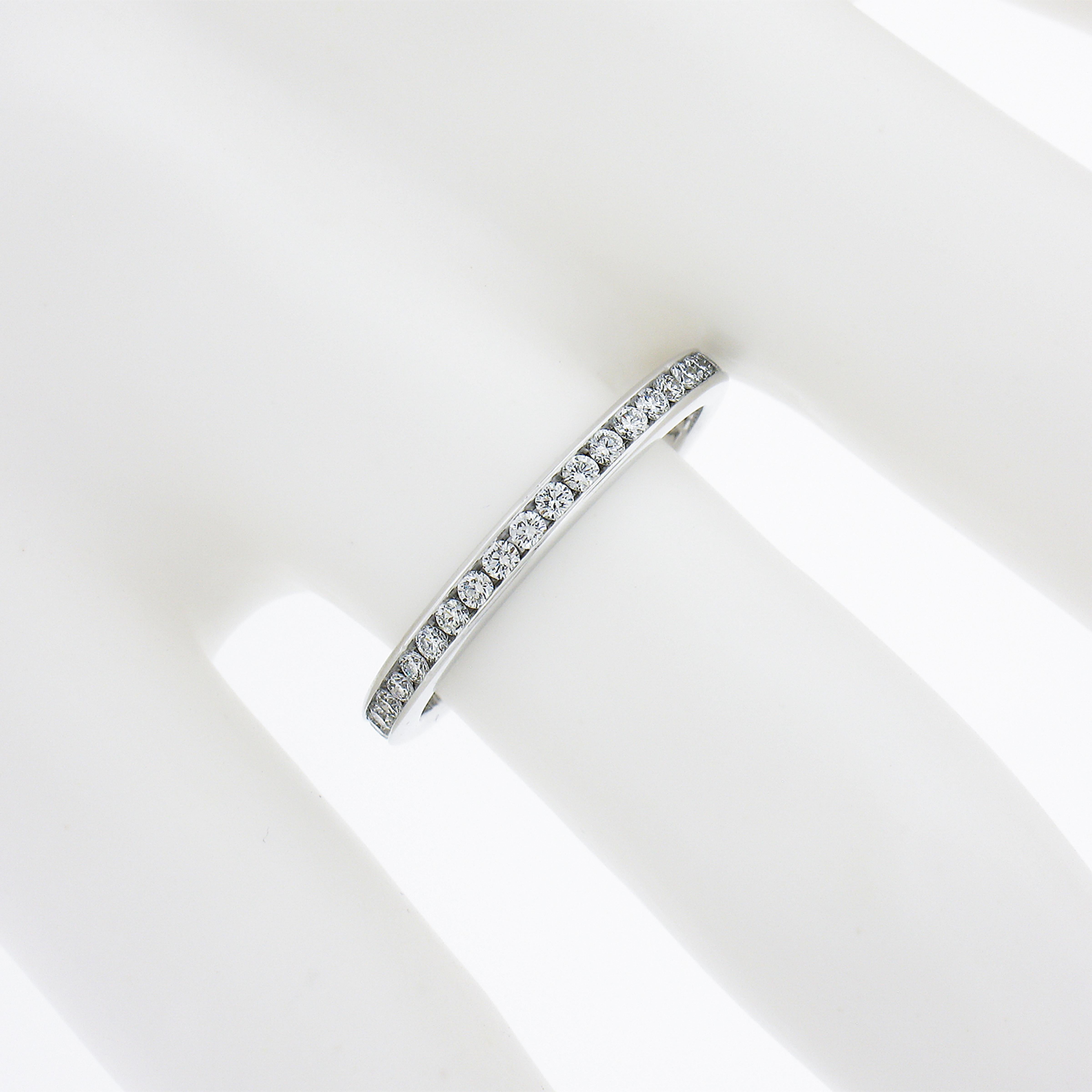 Women's Tiffany & Co. Platinum .50ct Channel Diamond Eternity Stack Wedding Band Ring For Sale