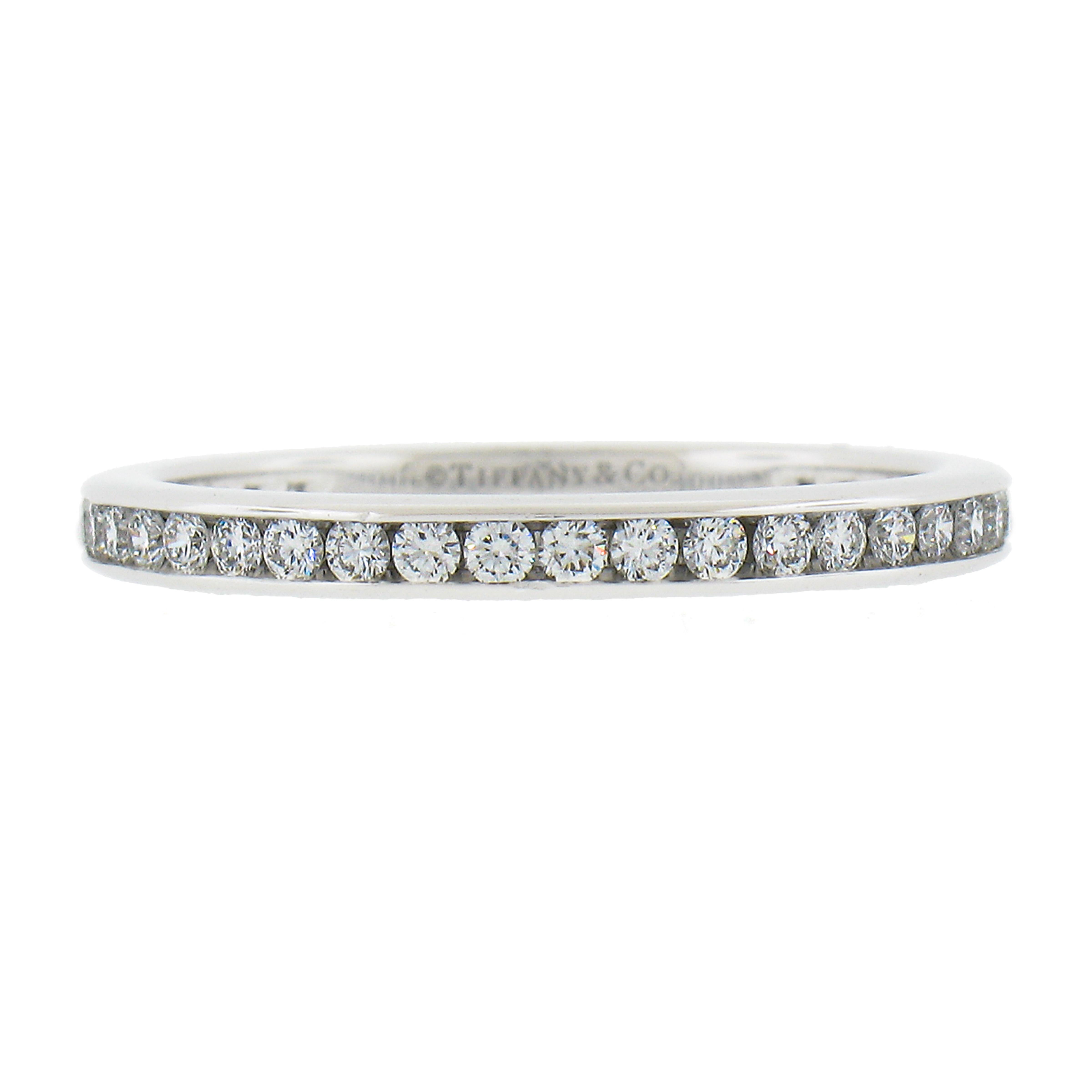Tiffany & Co. Platinum .50ct Channel Diamond Eternity Stack Wedding Band Ring For Sale 1