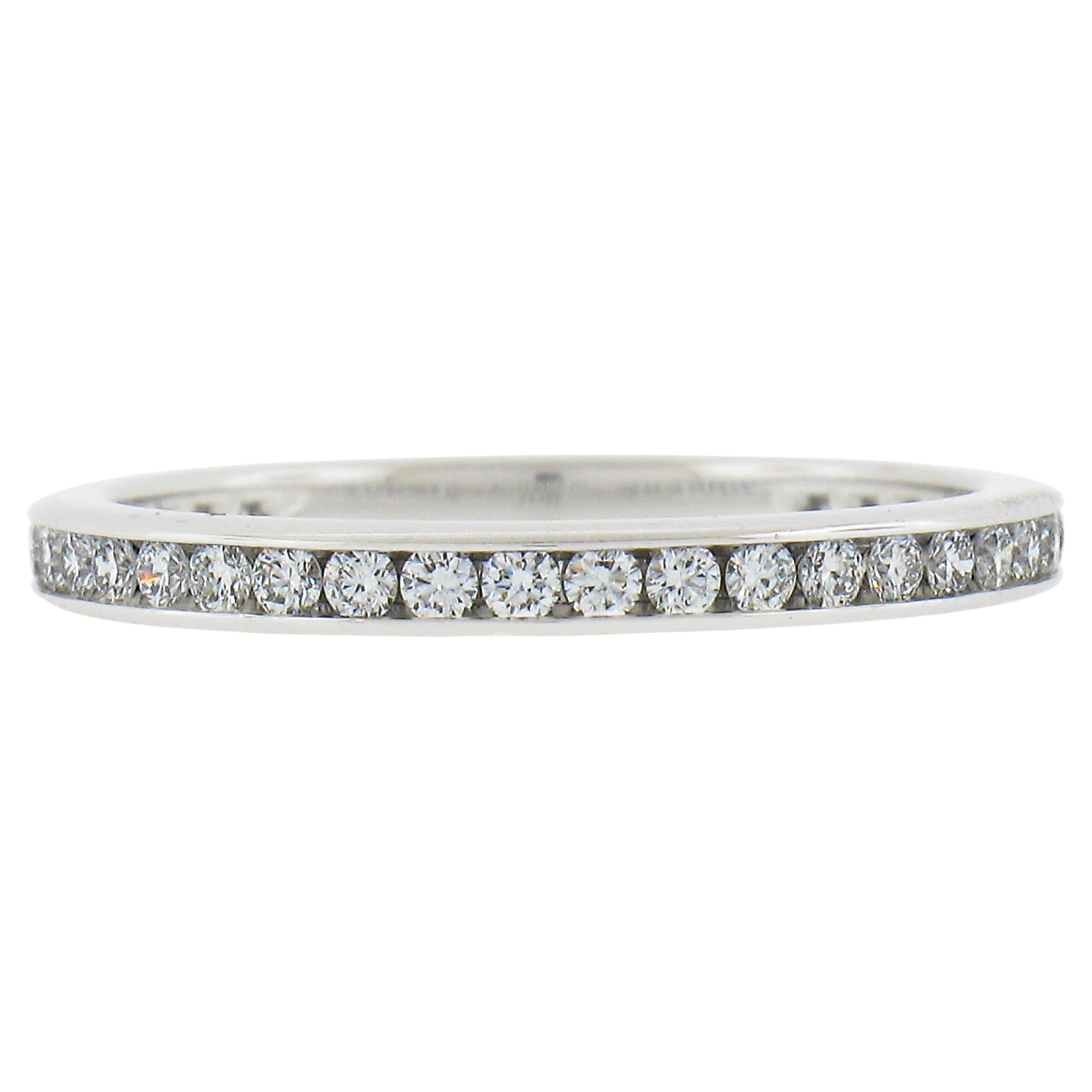 Tiffany & Co. Platinum .50ct Channel Diamond Eternity Stack Wedding Band Ring For Sale