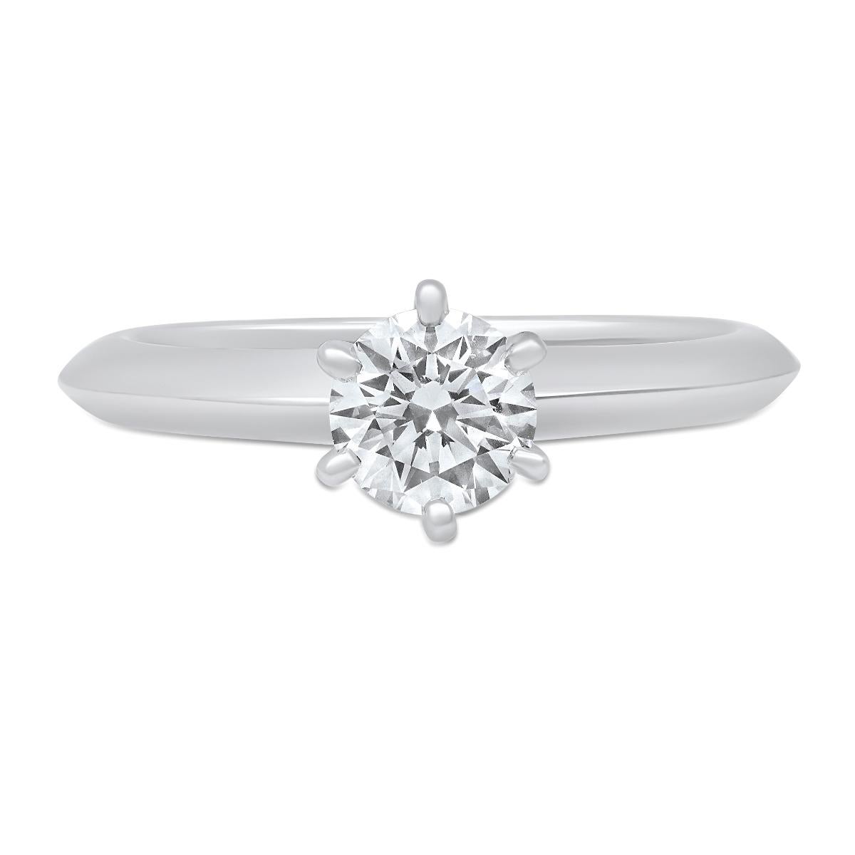 Round Cut TIFFANY & Co. Platinum .50ct Diamond Engagement Ring 4.75 For Sale