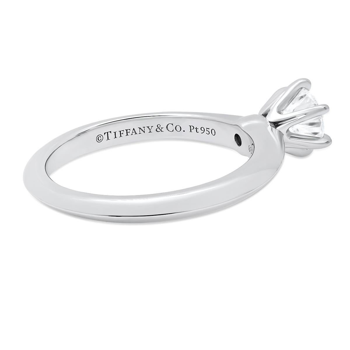 TIFFANY & Co. Platinum .50ct Diamond Engagement Ring 4.75 In Excellent Condition For Sale In Los Angeles, CA
