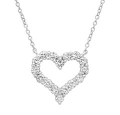 TIFFANY & Co. Platinum .54ct Diamond Heart Pendant Necklace