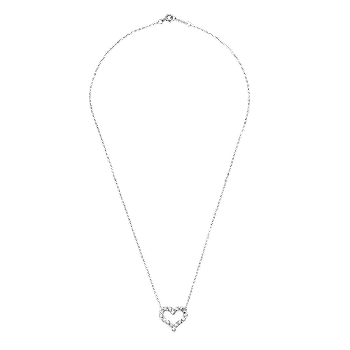Women's TIFFANY & Co. Platinum .54ct Diamond Heart Pendant Necklace For Sale