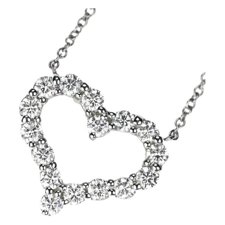 TIFFANY & Co. Platinum .54ct Diamond Heart Pendant Necklace