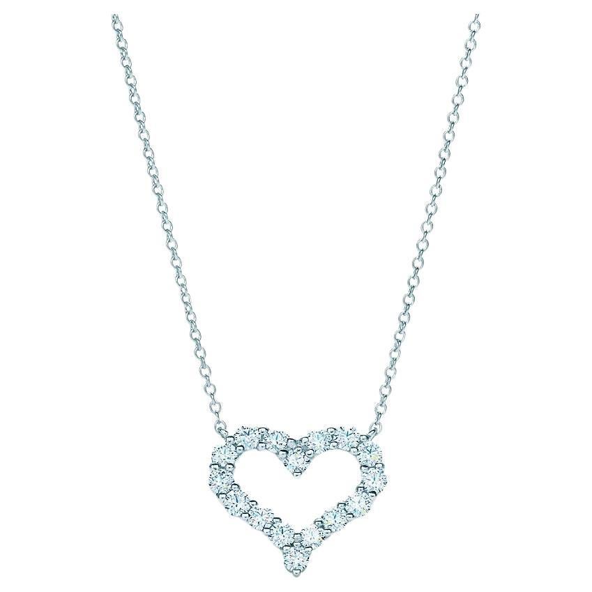 TIFFANY & Co. Platinum .54ct Diamond Heart Pendant Necklace  For Sale