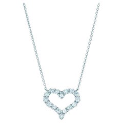 Used TIFFANY & Co. Platinum .54ct Diamond Heart Pendant Necklace 