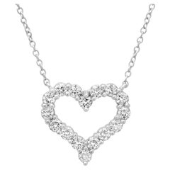 TIFFANY & Co. Platinum .54ct Diamond Heart Pendant Necklace