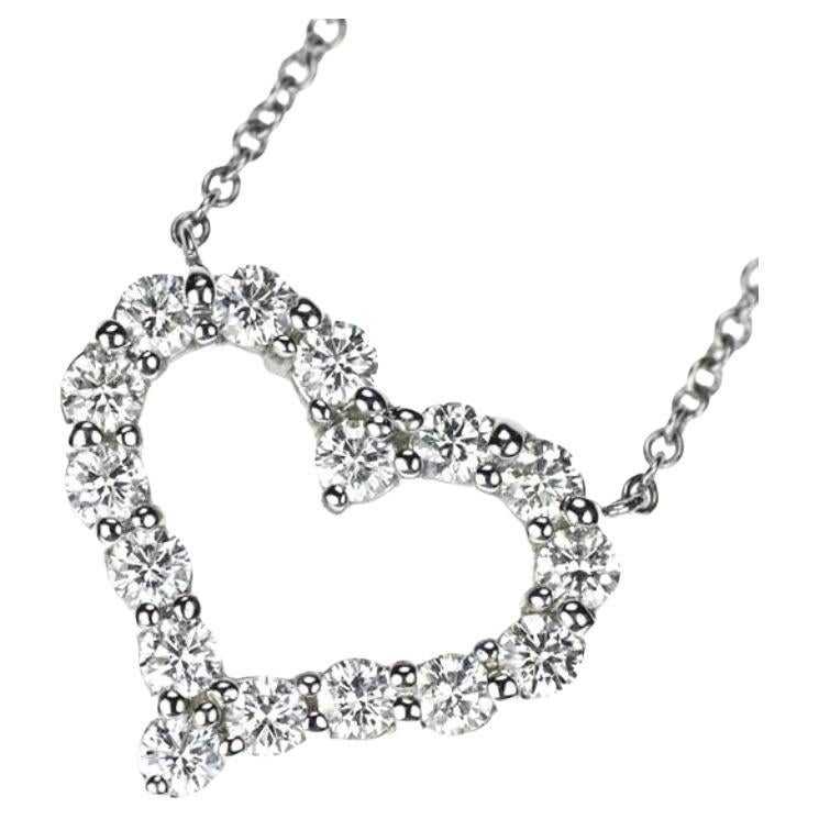 TIFFANY 
Co. Platinum .54ct Diamond Heart Pendant Necklace