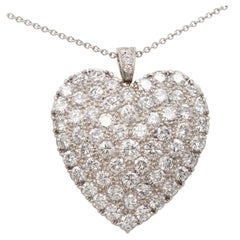 Tiffany & Co. Platinum 5.5 carats Pavé Diamond Heart Pendant Necklace