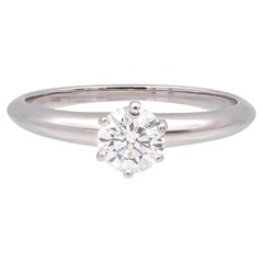 Tiffany & Co. Platinum .57 ct F VS2 Diamond Solitaire Engagement Ring w/papers