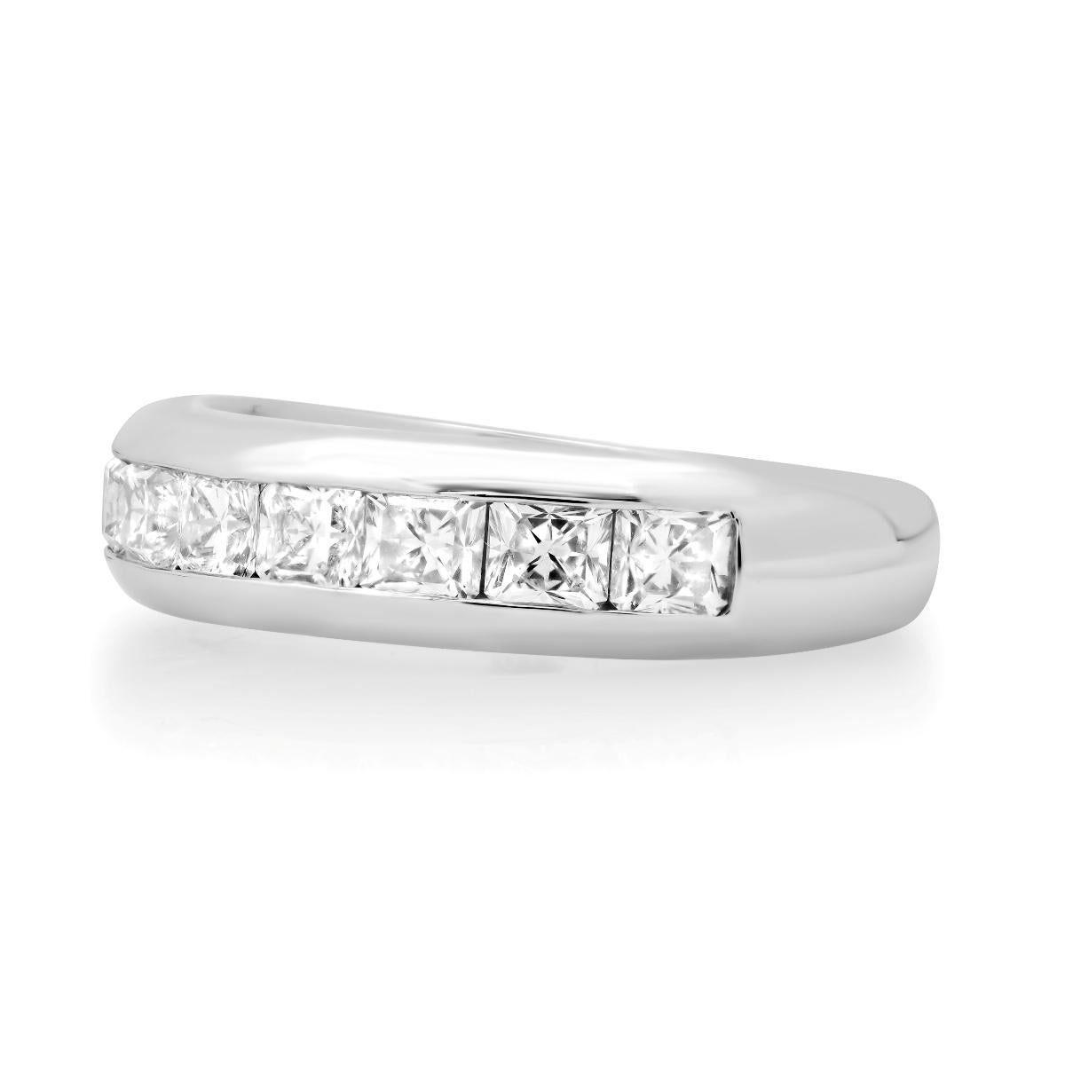 Square Cut TIFFANY & Co. Platinum 5mm Half Circle Lucida Diamond Band Ring 5 For Sale
