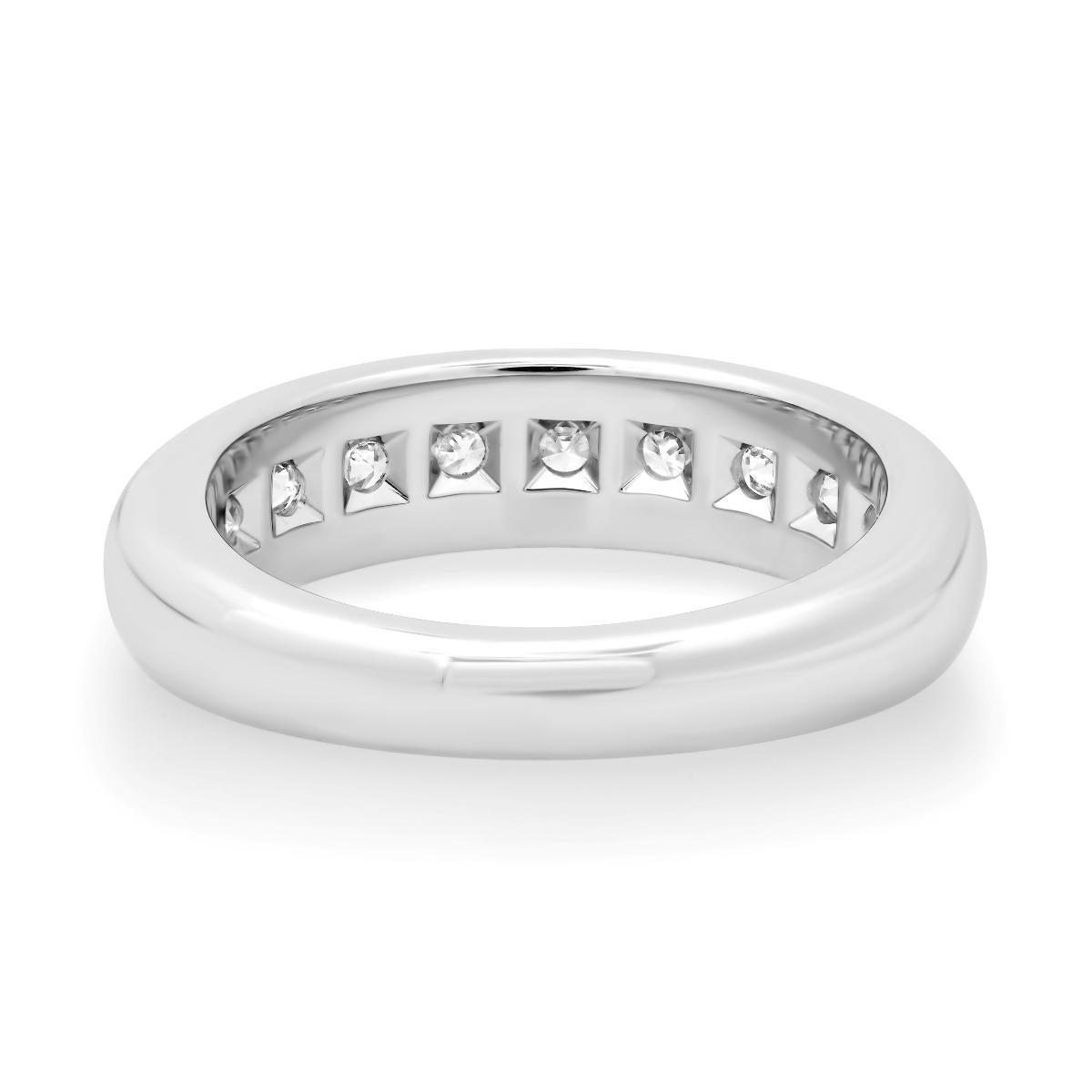 TIFFANY & Co. Platinum 5mm Half Circle Lucida Diamond Band Ring 5 In New Condition For Sale In Los Angeles, CA