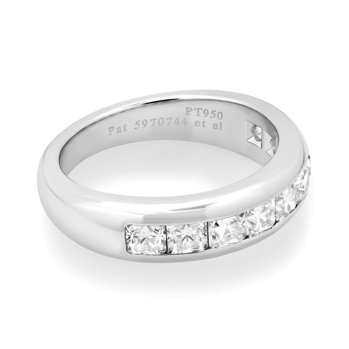 TIFFANY & Co. Platinum 5mm Half Circle Lucida Diamond Band Ring 5 For Sale 1