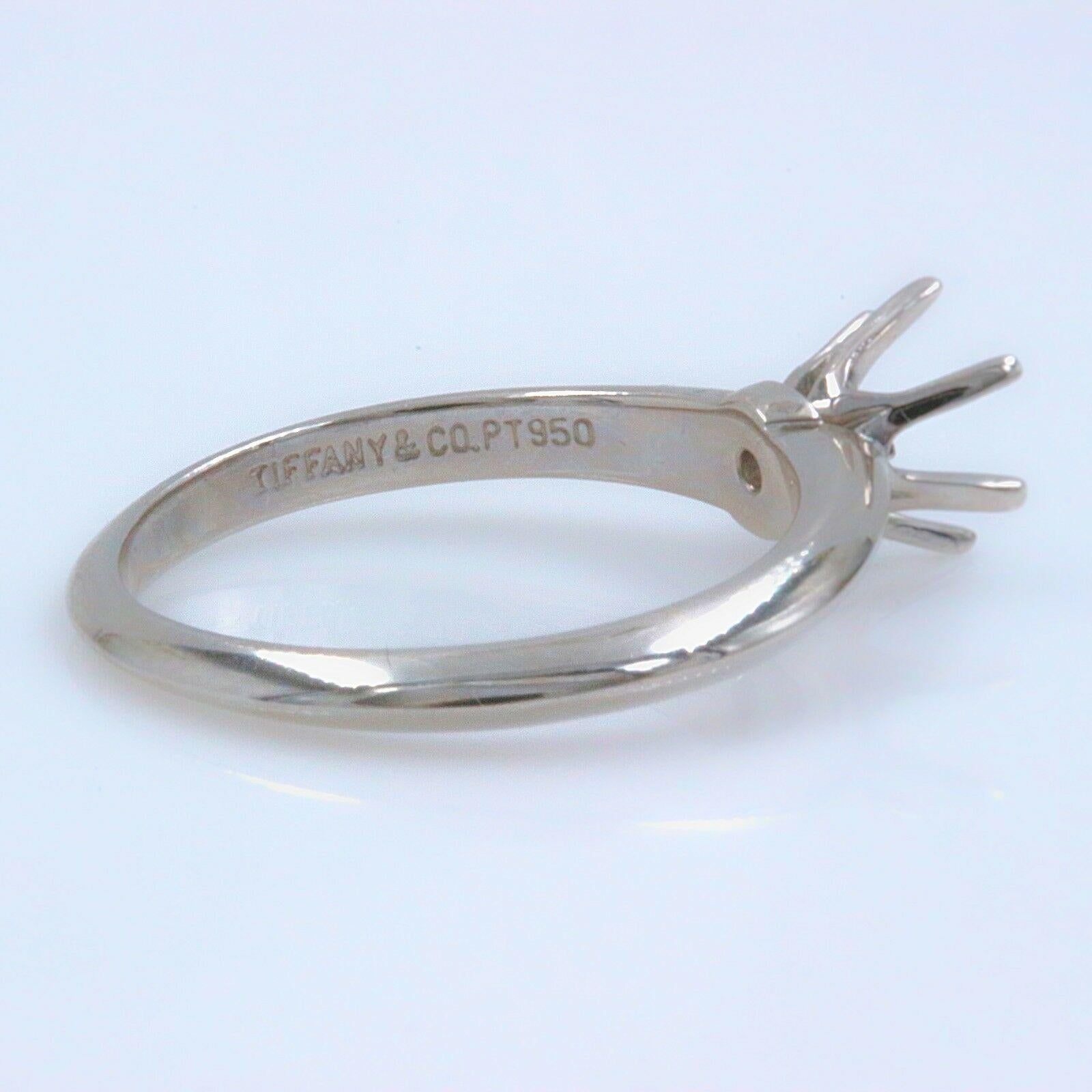 Tiffany & Co. Platinum 6 Prong Solitaire Setting Semi Mount Ring 3