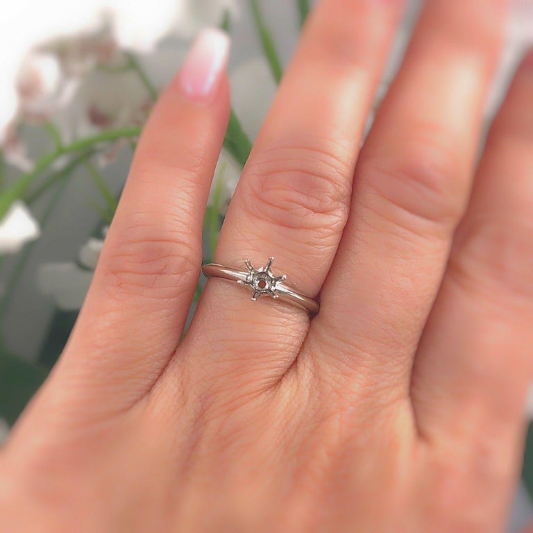 Tiffany and Co. Platinum 6 Prong Solitaire Setting Semi Mount Ring For