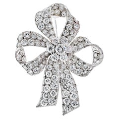 Vintage Tiffany & Co. Platinum 6.00 Carat Diamond Bow Ribbon Ladies Brooch