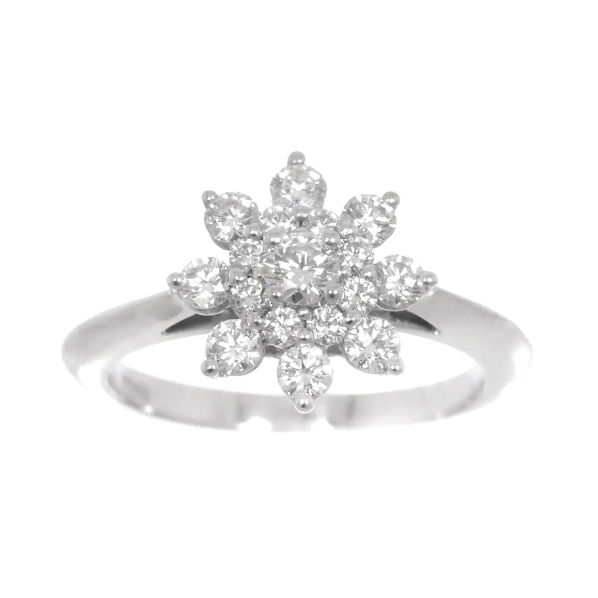 Round Cut TIFFANY & Co. Platinum .60ct Diamond Flower Ring 5