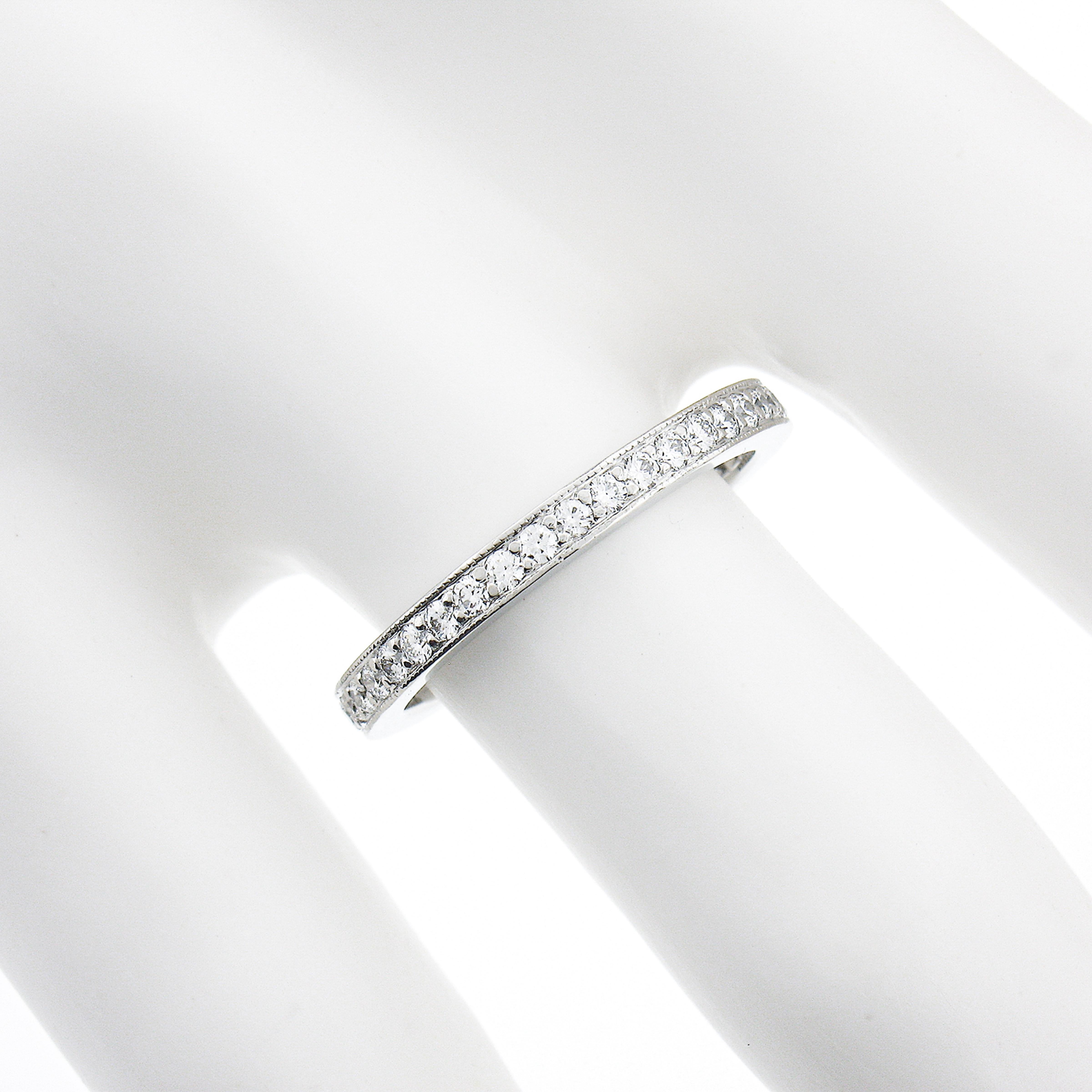 Round Cut Tiffany & Co. Platinum .60ct Pave Set Diamond Eternity Stack Wedding Band Ring