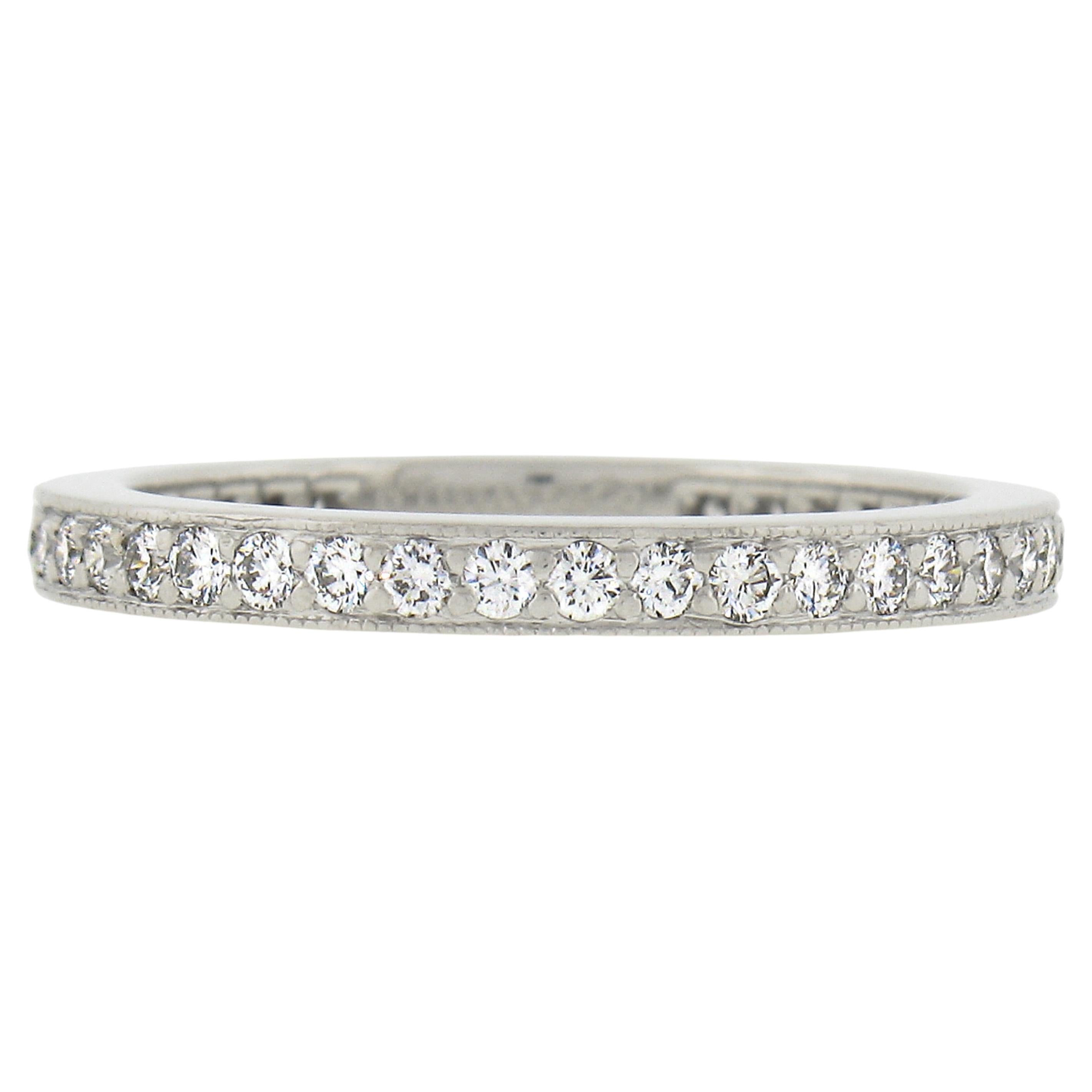 Tiffany & Co. Platinum .60ct Pave Set Diamond Eternity Stack Wedding Band Ring